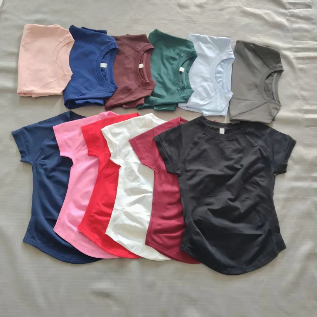 DF LOGO Short-Sleeve Sports T-Shirt  for Women,Impact Cropped Gym Top, Lightweight Yoga Top, Stretchy Athletic Tee