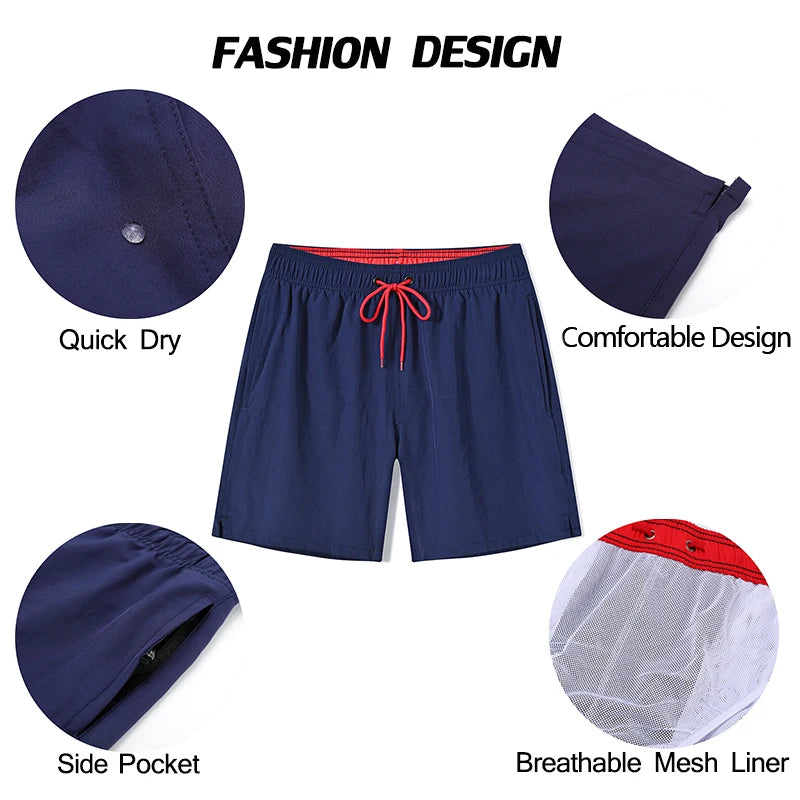 Escatch 2026 Summer Man Swimwear Solid Multicolor Polyester Mesh Liner Side Zipper Pocket Maillot De Bain Homme Sport Shorts