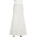 hirigin Polka Dot Floor-length Chiffon Skirt French Style Ruffled Mesh A-line Skirts Elegant Maxi Bottoms High Waist Streetwear