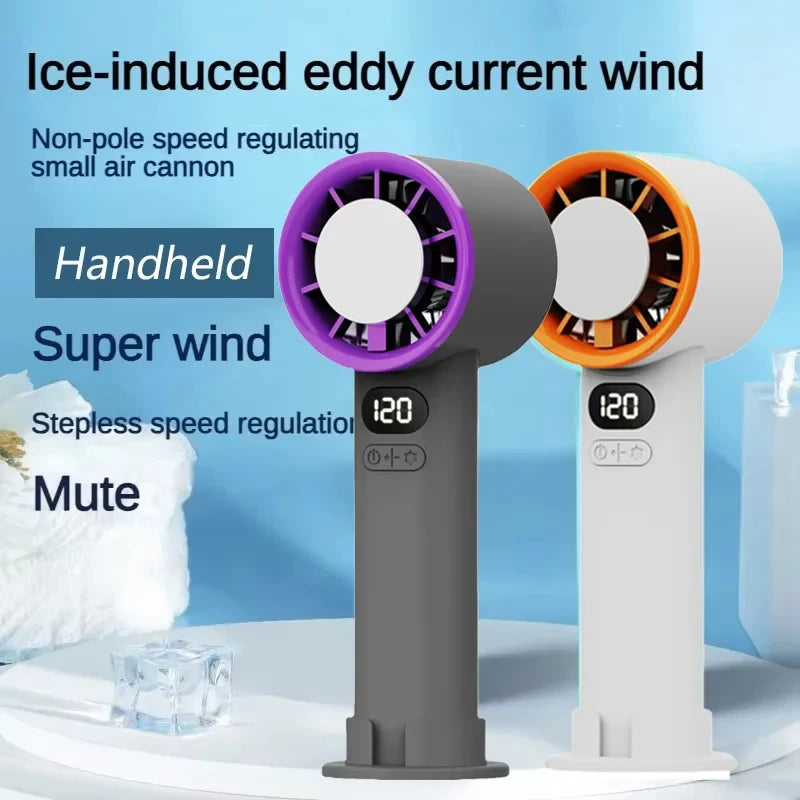 3000mah Handheld Mini Fan Electric Hand Fans Ice Compress High-Speed Cooling USBRechargeable Portable LED Digital Display