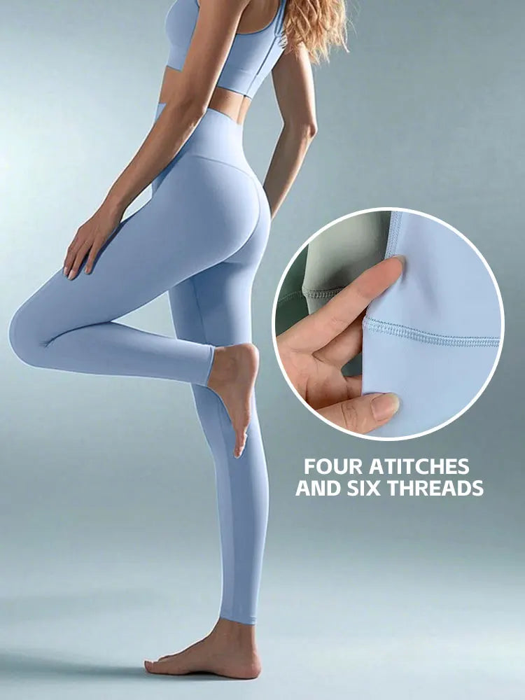 Summer Sale High-Waist Yoga Pants - 4-Way Stretch Quick-Dry Leggings for Running Cycling Gym Workout