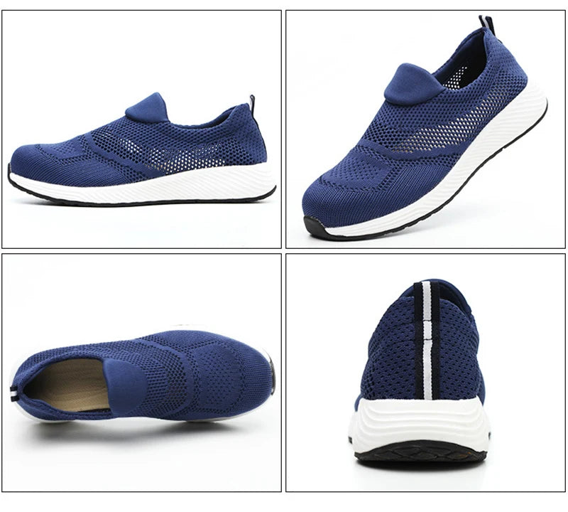 Summer Mesh Light Work Sneakers Steel Toe Protective Work Safety Shoes Men Women Breathable Construction Shoes Work Boots Men