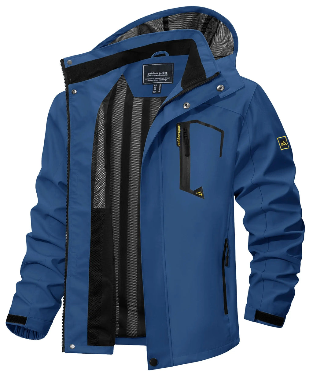 TACVASEN Spring Autumn Lightweight Jackets Mens Mesh Lined Waterproof Rain Jacket Outdoor Fishing Hiking Jacket Male Windbreaker