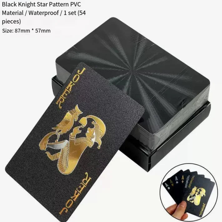 Brand New 54-piece Black and Gold Plastic Playing Card Foil Poker Set Magic Tool Party Tabletop Game
