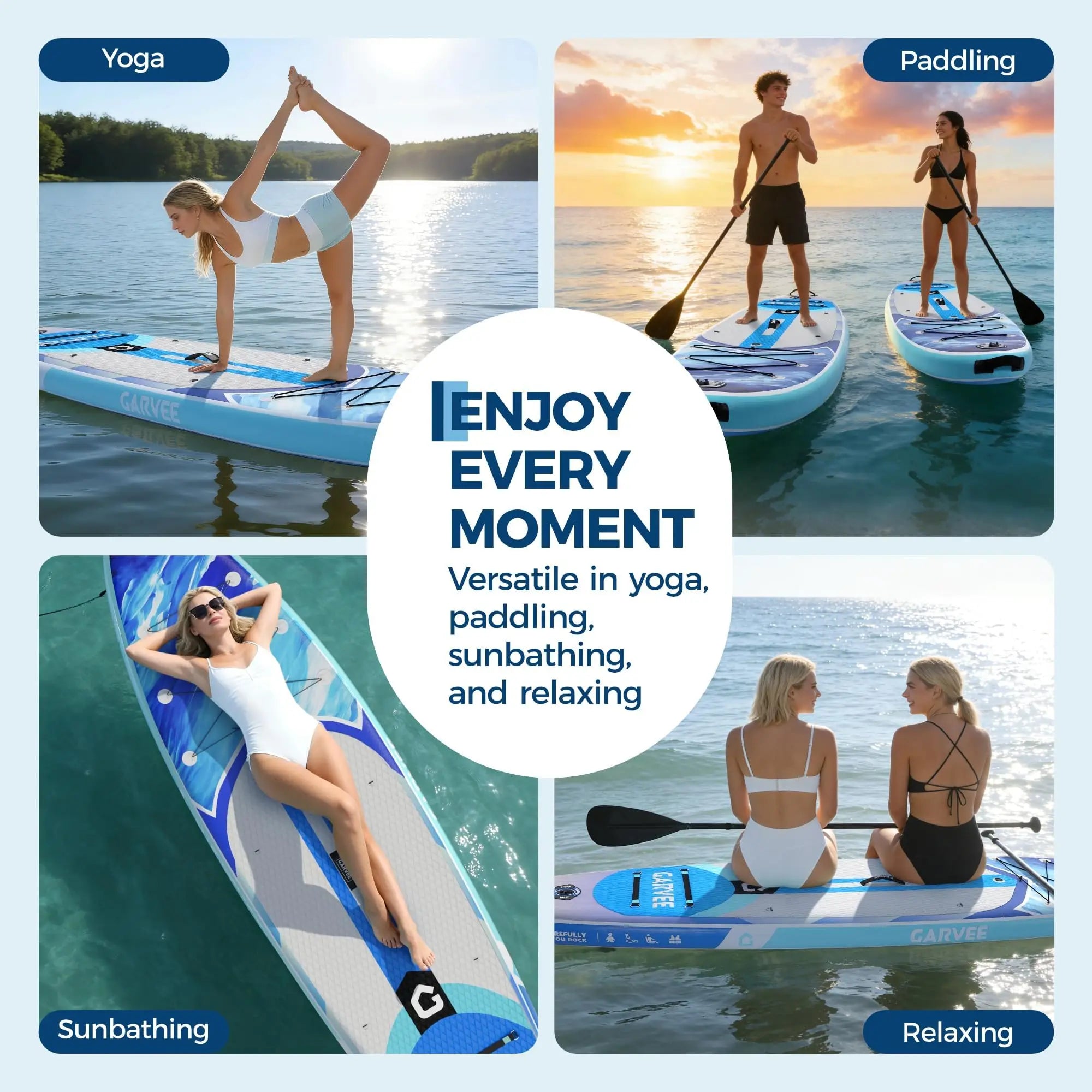 Inflatable Rise Up Paddle Board Stand-up Paddleboard Full Kits with Adjustable Paddle/Hand Pump for Outdoor Water Sports Surfing