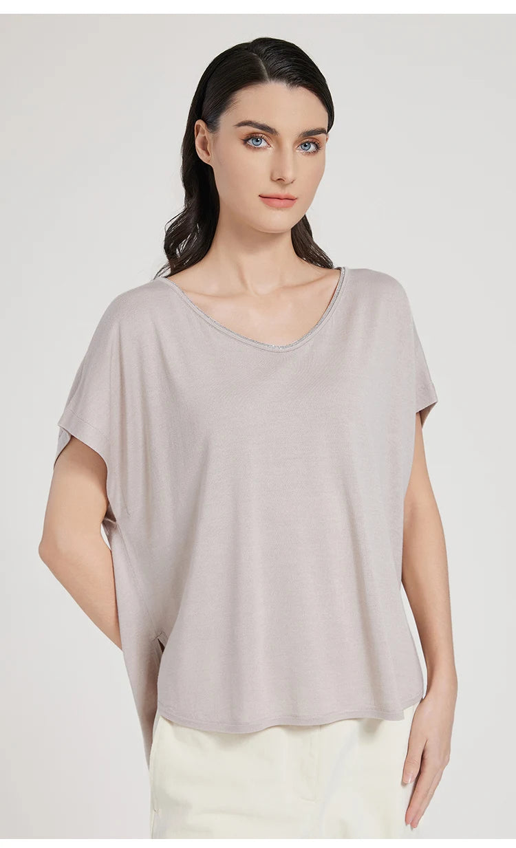 BC1095 Luxury Women's Clothing Silk Woolen Ladies Clothes loose Merino Wool Vest Sweaters For Woman