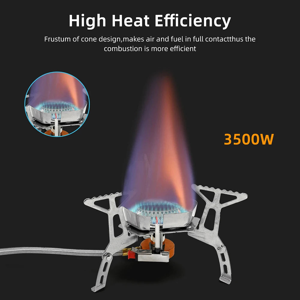 3500W Camping Gas Stove Windproof Outdoor Gas Burner Portable Folding Split Tourist Equipment For Cooking Hiking