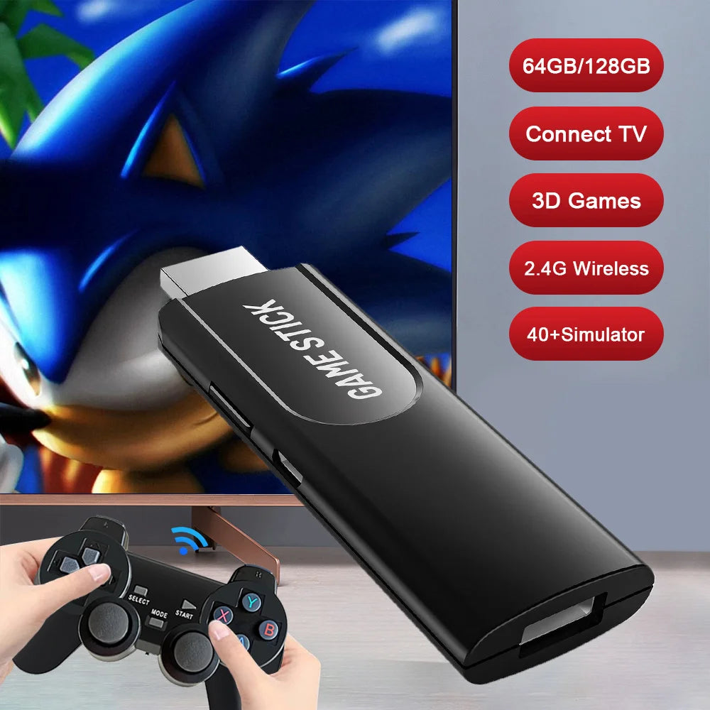 TV Game Stick K8 HD Retro Video Game Console 40000+ Games Double Wireless Controller Home 3D Games 40+ Emulator For Gifts