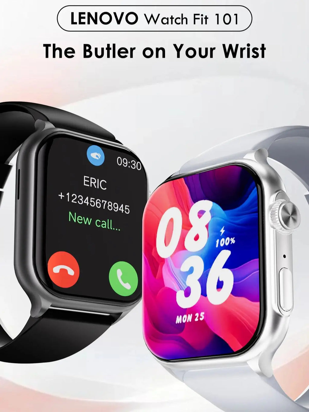 Lenovo 2026 Smart Watch 1.96" HD AMOLED Display Heart Rate Health Monitoring Bluetooth Voice Callings Smartwatch For Android IOS