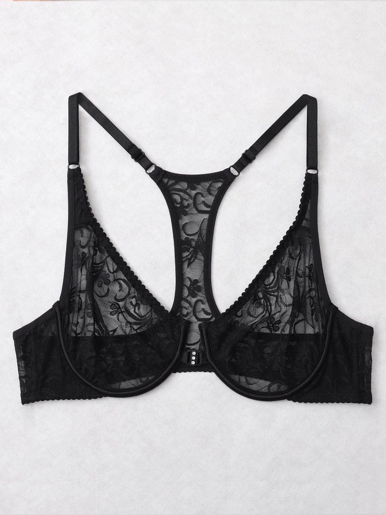 Front Button Women's Bra Lace Sheers Unpadded Sexy Lingerie BH Tops Flower knitting Brassiere Underwire Underwear Plus Size Bras