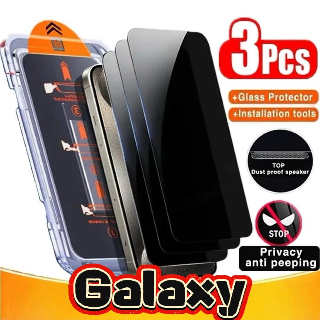 3Pcs Privacy Tempered Glass Screen Protector Fits Galaxy S25 S24 S23 S22 Series Easy to Install