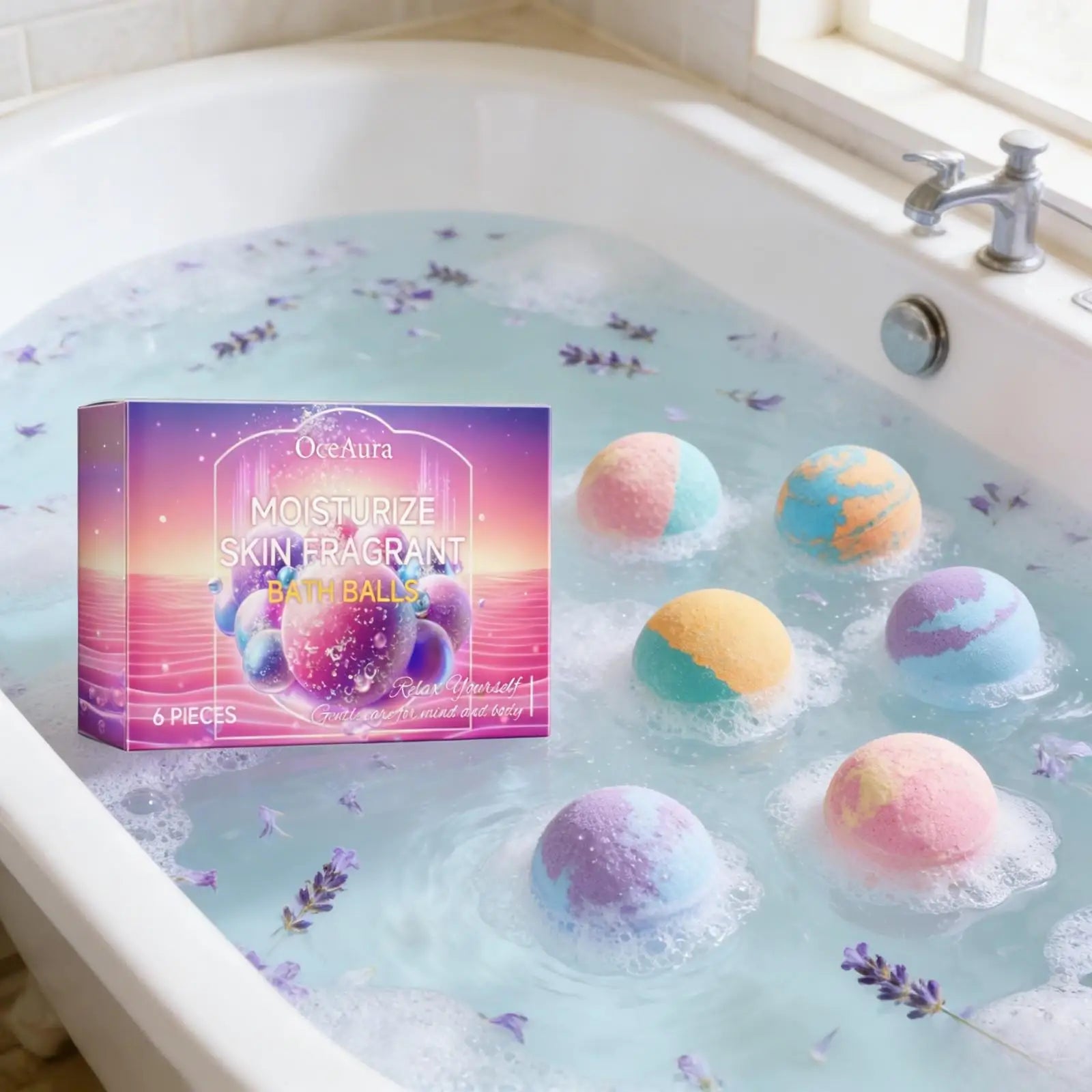 OceAura Bath Bubble Balls Soft Smooth Clean Body Care Moisturizing Skin Elasticity Enhanced Shower Products Gift Sets for Woman Main image