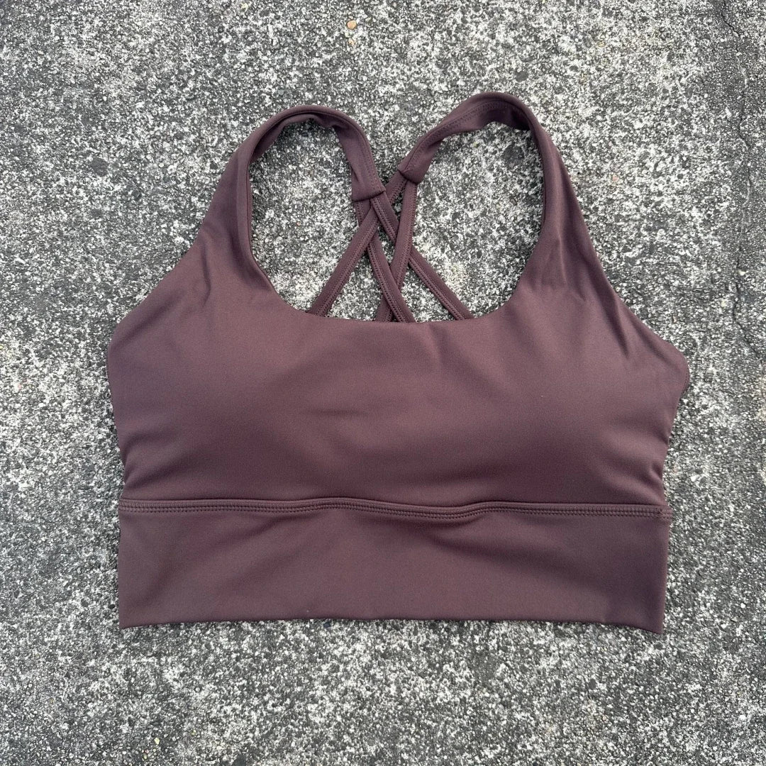 Solid Color Soft Tight Gym Yoga Underwear high strength shockproof Women Cross Back Fitness Bra Sport Top Comprehensive Butter