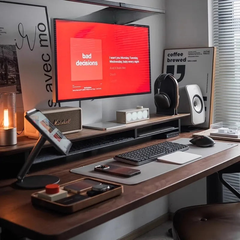 Z1 Monitor Height Increasing Rack Office Luxury Desk Setup E-sports Room Monitor Bracket Wooden Screen Stand with Compartments