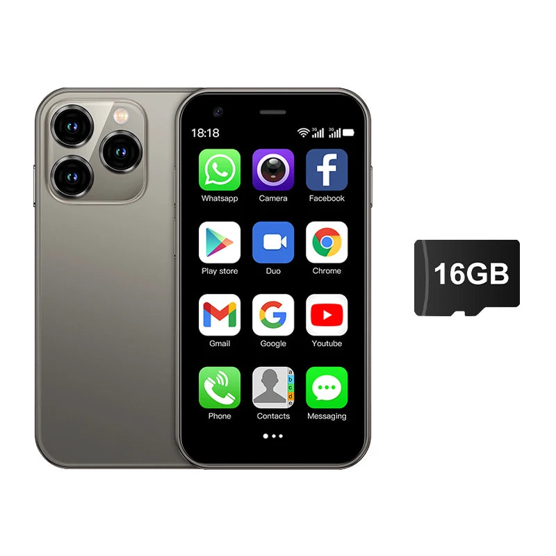 SERVO 15SE Mini Smartphone 3G WCDMA WiFi Hotspot Android OS Play Store WhatsAPP 2GB+16GB 2 SIM Card 3.0" Super Small Smart Phone