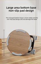 Black Walnut Wood Base Phone Holder Metal Stand 720° Rotating Foldable Desktop Stand Easy Storage for Mobile Phone Tablet Holder