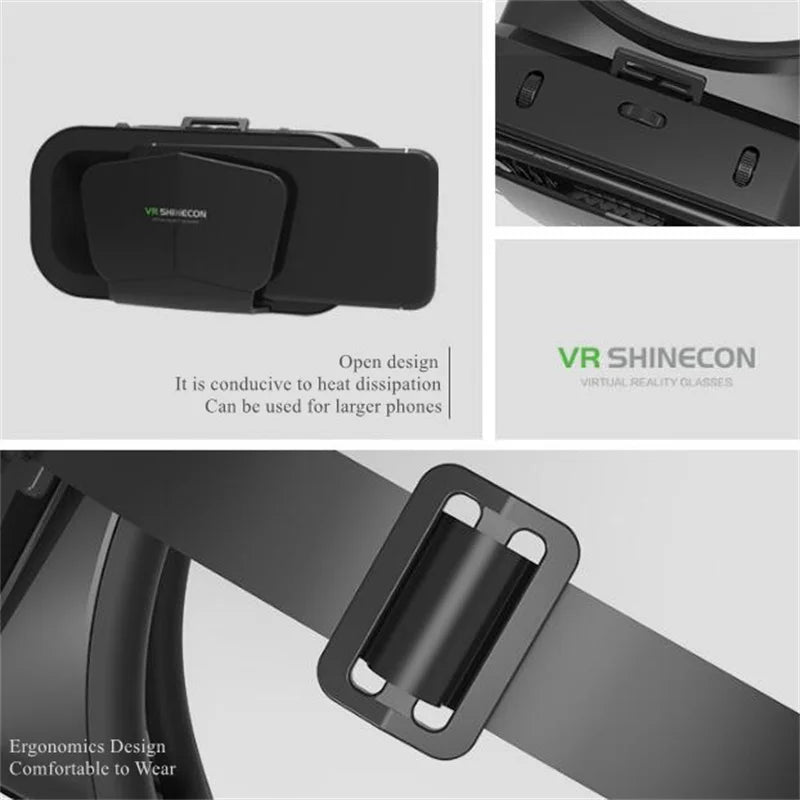 Shinecon Viar Virtual Reality VR Glasses Headset 3D Device Helmet Goggles Lenses For Smartphone Smart Phone Game Cell Mobile Set