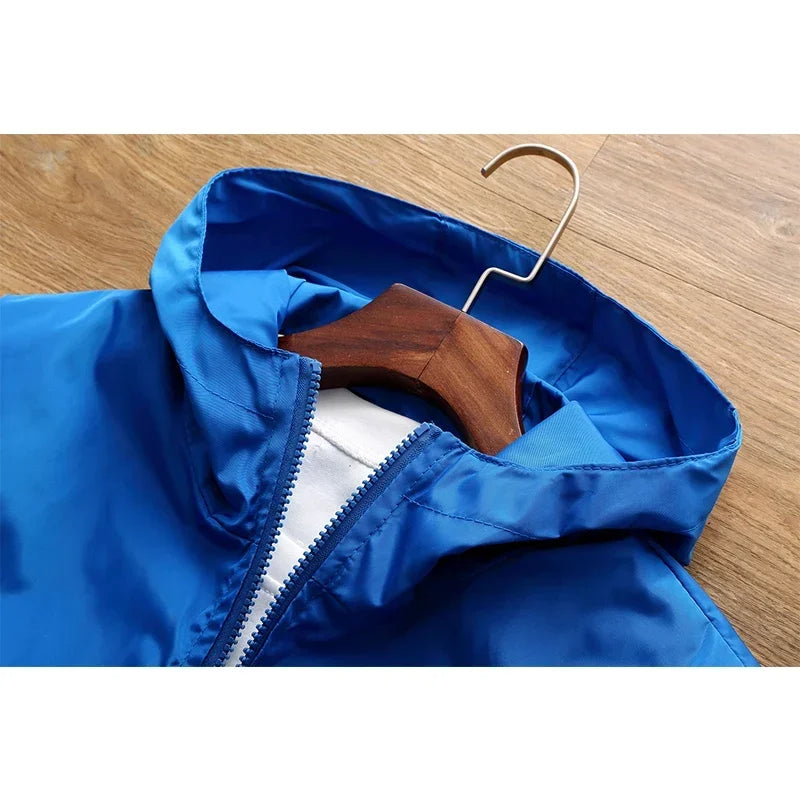 Customized Travel Team Zipper Jacket, Men's and Women's Hooded Unisex UV Resistant Waterproof Jacket, Outerwear, Spring, Summer,