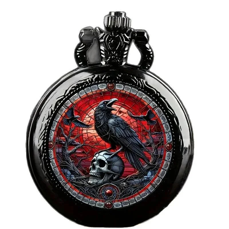 Colorful Pattern Medium Pocket Watch Retro Flip Decoration Necklace Watch Personalized Trend Male Female Student Quartz 2050