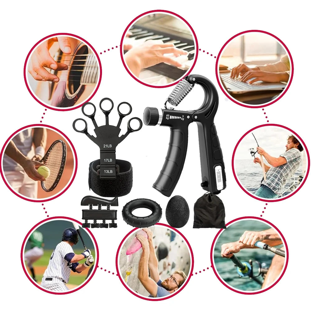 Mechanical Counting Grip Strength Trainer With Finger Exerciser For Muscle Building Hand Injury Recovery Rehabilitation Training