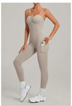 Women's Yoga Jumpsuits Sports Fitness One-piece Beauty Back Strap Pocket Hip-lifting Slim Fit Running Workout Training Bodysuits
