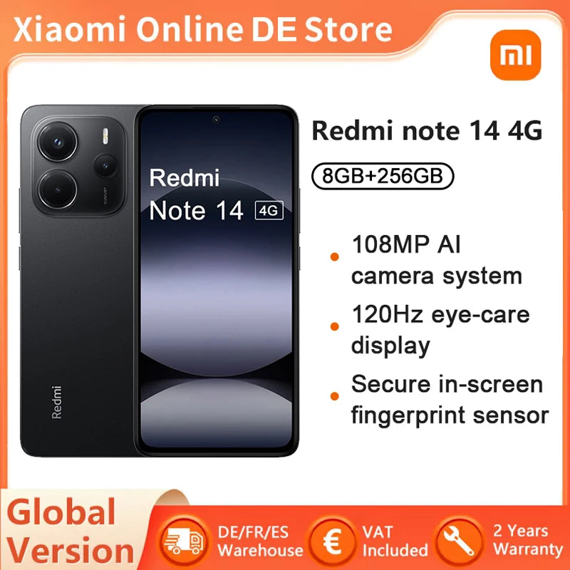 Global Version Redmi Note 14 4G smartphone MediaTek Helio G99-Ultra NFC 108MP Camera 6.67 ''AMOLED Screen 5500mAh Battery