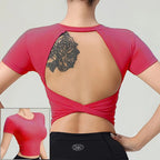 Cloud Hide Black Beauty Back Yoga Shirts Women Long Sleeve Blouse Plus Size Sports Gym Fitness Top Running T-Shirt Workout Shirt