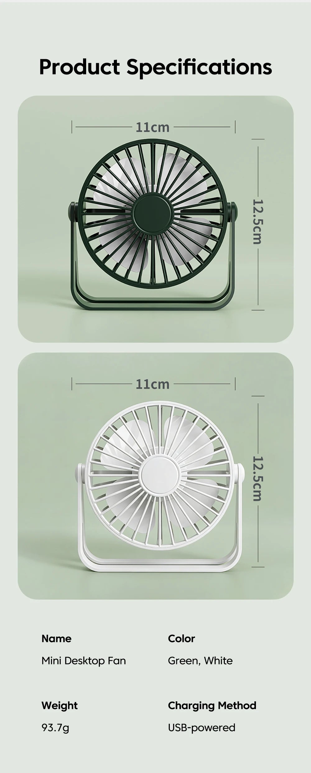 Desk Fan Portable Mini USB Rechargeable Fan Ultra Quiet Suitable For Home Desk Office Student Dormitory Computer Summer