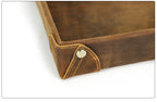 Retro Genuine Leather Storage Tray Desktop Organizer For Key Jewelry Coins Cable Cosmetic Storage Box Home Decoration