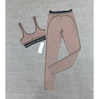 Women Striped Sexy Yoga Set, High-elasticity Quick-drying Sports Vest with Trousers, Fitness Gym Workout Outfit for Daily Sports