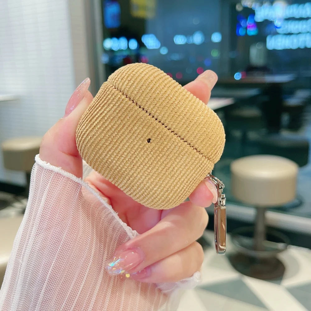 Winter Matte Corduroy Fabric Hook Earphone Case For Apple Airpods 1 2 3 4 Pro 3 2 Wireless Bluetooth Earphone Anti Scratch Cover