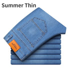 Man Pants Office Business Jeans Men Classic Blue Black Cotton Stretch Straight Denim Pants Male Brand Trousers