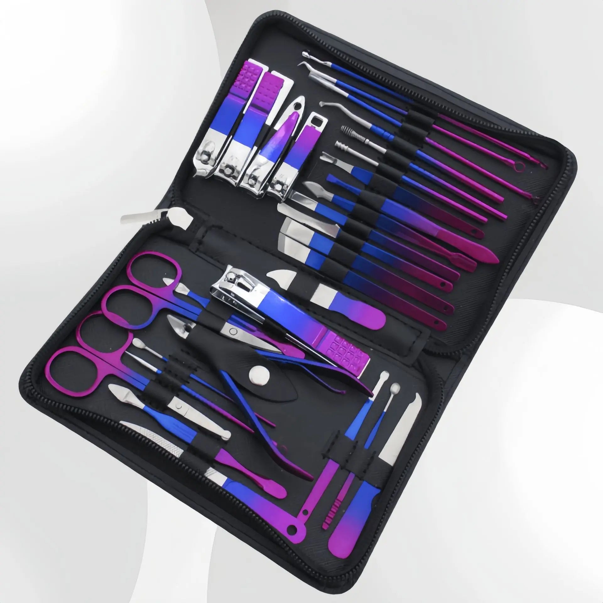 6-18pcs Set Professional Stainless Steel Manicure & Pedicure Kit Precision Nail Care with Travel Case with Nail Clipper Scissor