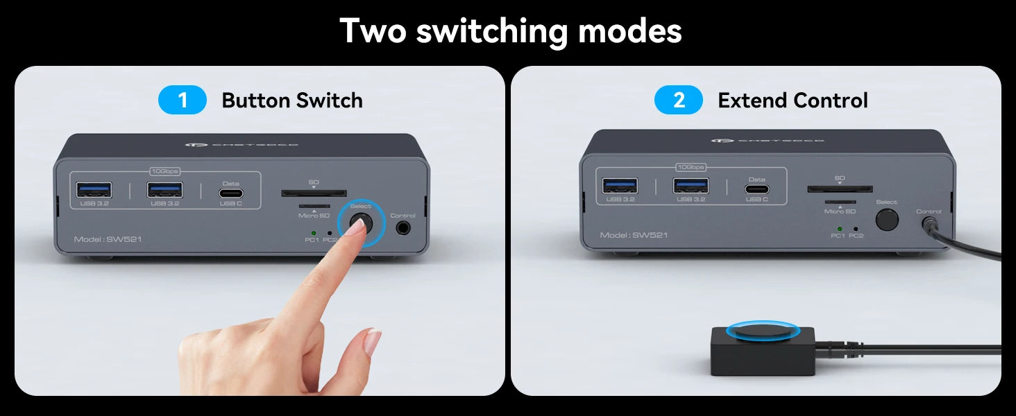 KVM Switch 2 Monitors 2 Computers Docking Station USB C+HDMI/DP Input,4K@60Hz/120Hz DisplayPort Dual Monitor for Laptop Desktop