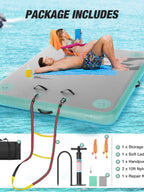 Inflatable Float Air Mattress Ladder+Rope+Pump Water Sports Gear Floating Mat Dock Platform for Lake/Island/Swimming Pool