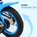 12-inch Stable Cycling Blue Kids Bike Children Bicycle Reliable Braking System Soft Cushion for Infants 2-4 Years