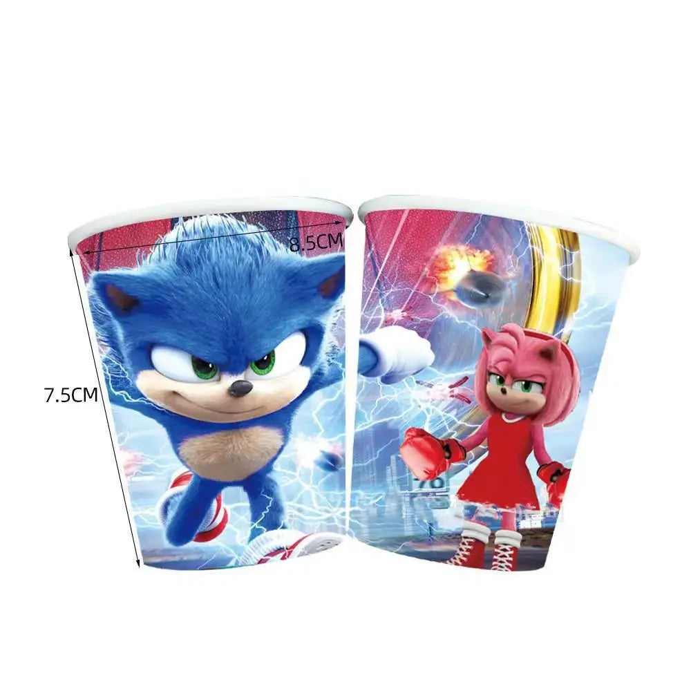 Sonic Birthday Party Decoration Game Hedgehog Balloons  Action Figure Party Paper Plate Towel Cup Tablecloth Toy Kid Gifts
