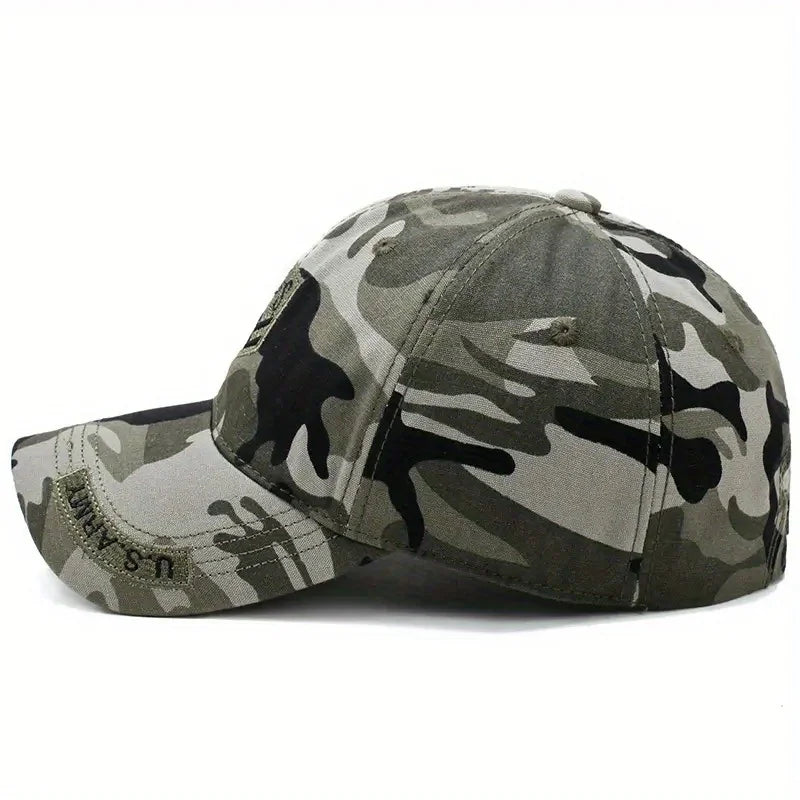 Outdoor Men's Camouflage Hat Trendy Embroidered Baseball Cap UV Protection Sun Hat Peaked Cap Military Cap For Fishing Hiking