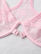 Front Button Women's Bra Lace Sheers Unpadded Sexy Lingerie BH Tops Flower knitting Brassiere Underwire Underwear Plus Size Bras