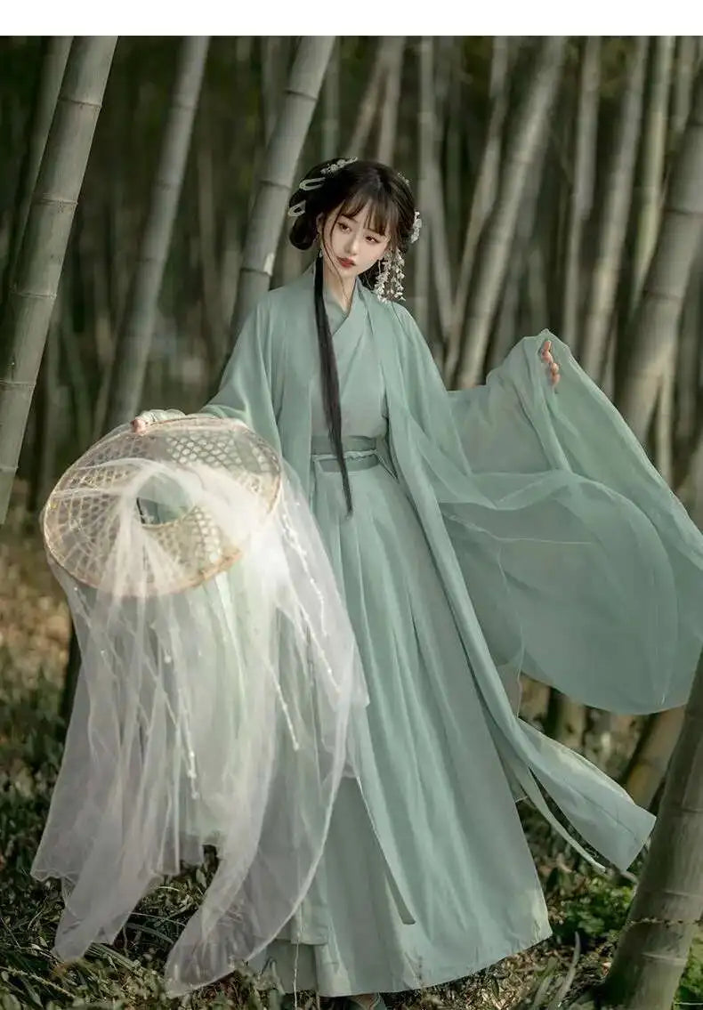 China Traditional Hanfu Women Evening Dresses Elegant Fairy Skirt Loose Big Sleeves Elegant Dress Banquet Dance Clothes Spring