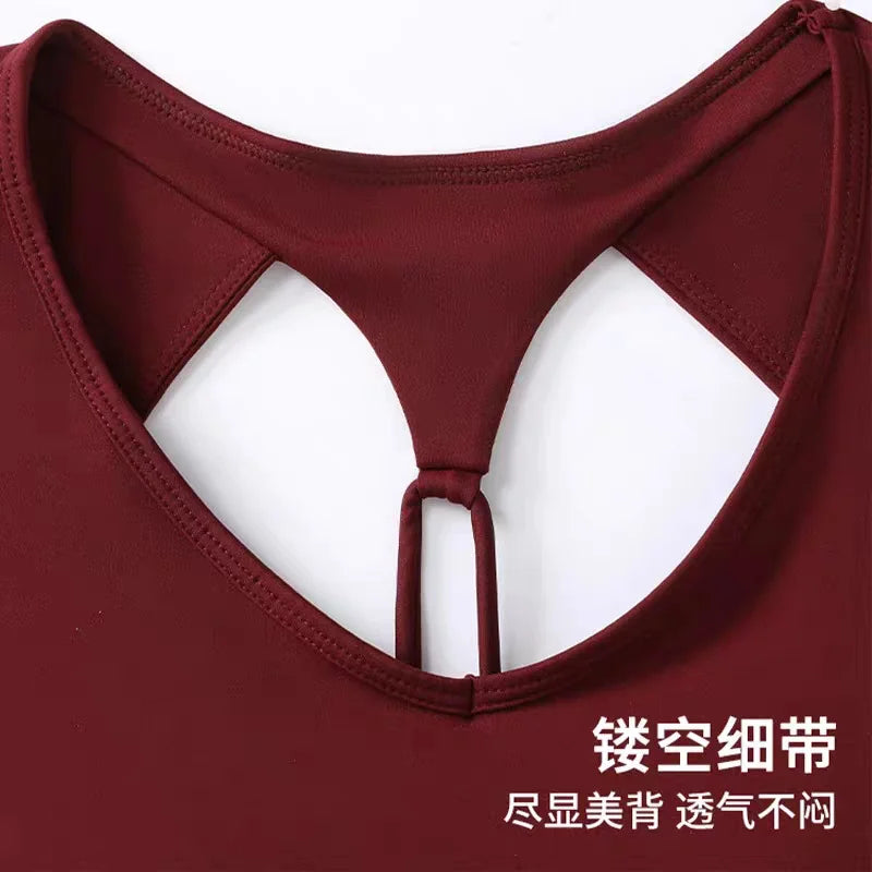 Women's Pilates Training Fitness Chest Cushion Yoga Top Quick Drying Breathable Sports Short Sleeve High-End Feeling Yoga Shirt