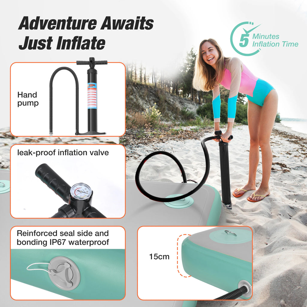 Inflatable Float Air Mattress Ladder+Rope+Pump Water Sports Gear Floating Mat Dock Platform for Lake/Island/Swimming Pool