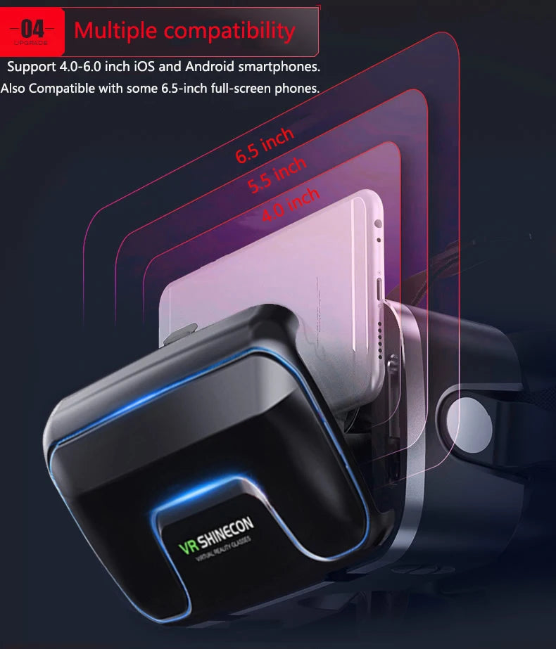 VR Glasses 3D Virtual Reality Headset Devices Helmet Lenses Goggles Smart For Smartphones Phone Cell Mobile Game Viar Viewer Set