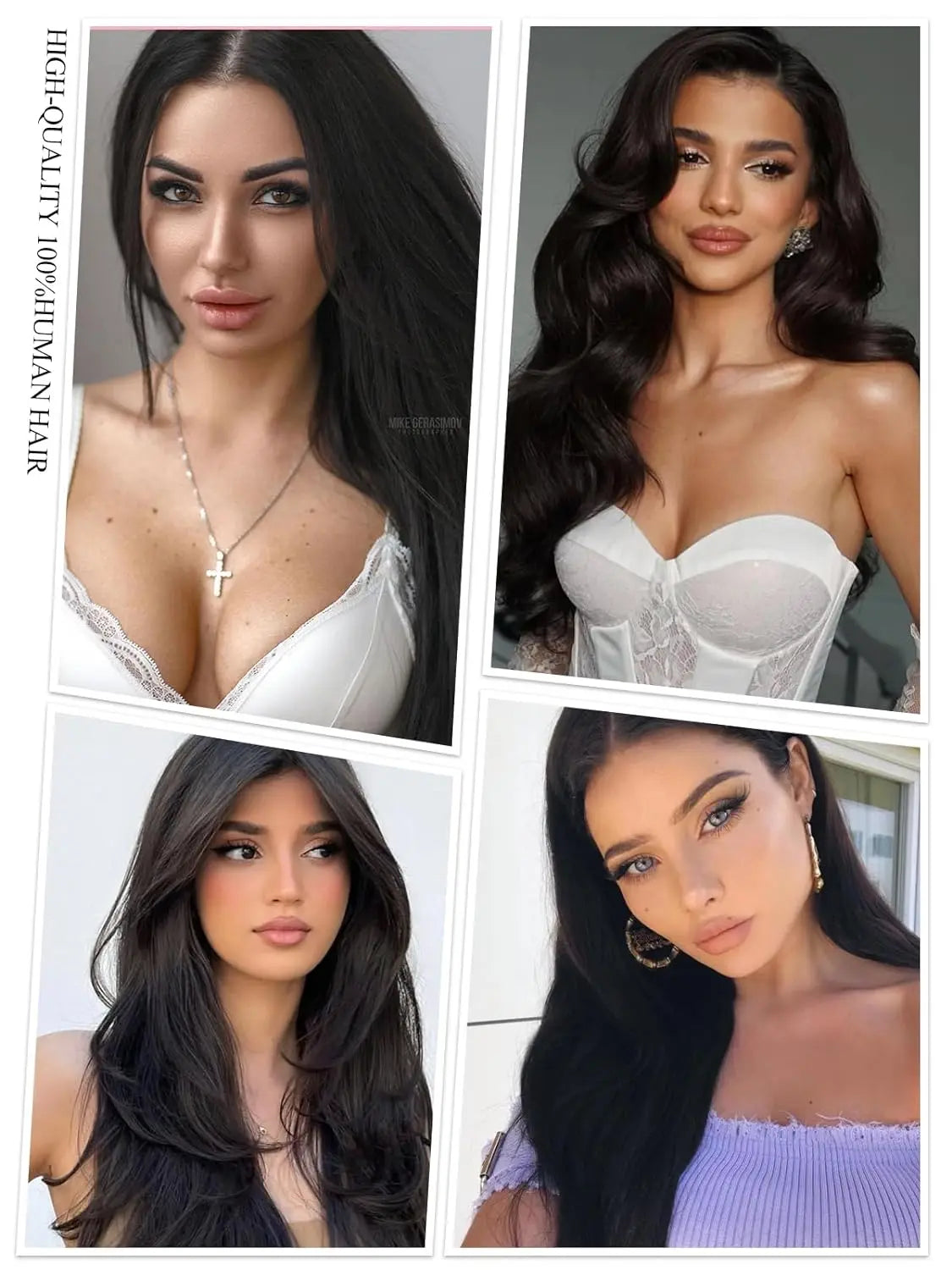 8Pcs Clip In Human Hair Extensions 100% Real Human Hair Clip in Natural Hair Extensions Straight Hair Pieces 14-26Inch Remy Hair