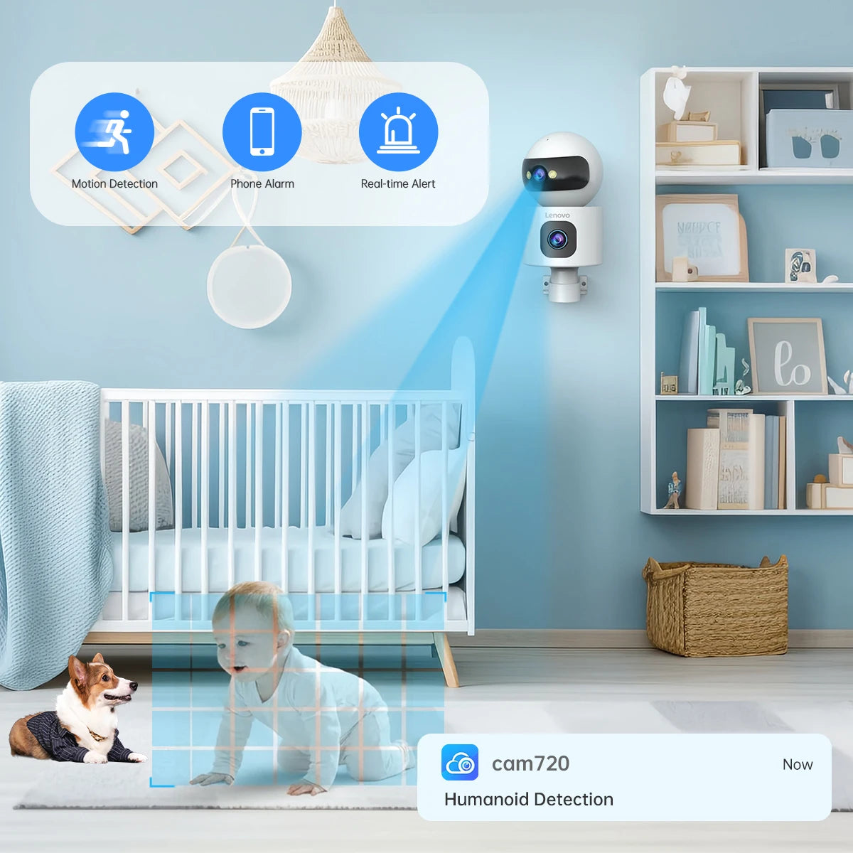 Lenovo Dual Lens HD IP Security Camera 8MP indoor WiFi Camera Auto Tracking Color Night CCTV Audio Video Surveillance Camera