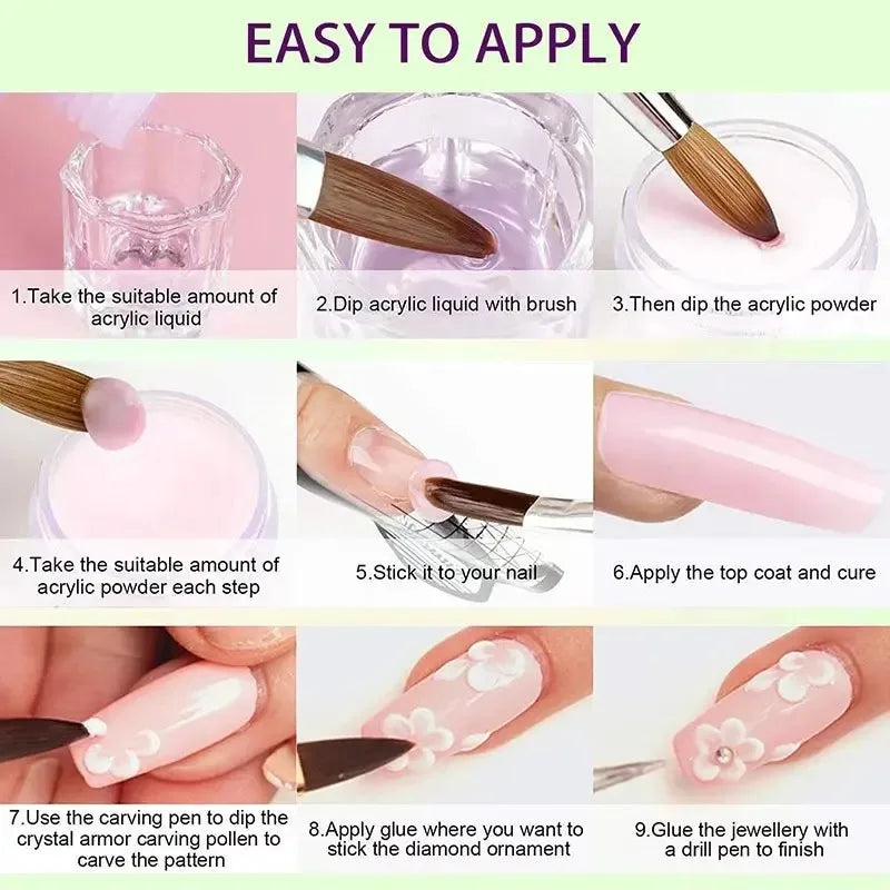 58pcs/Set Fashion Nail Sets Art Tools A Full Set Professional Nail 42-color Crystal Powder Press on Nail Polish Glue Tools Kits