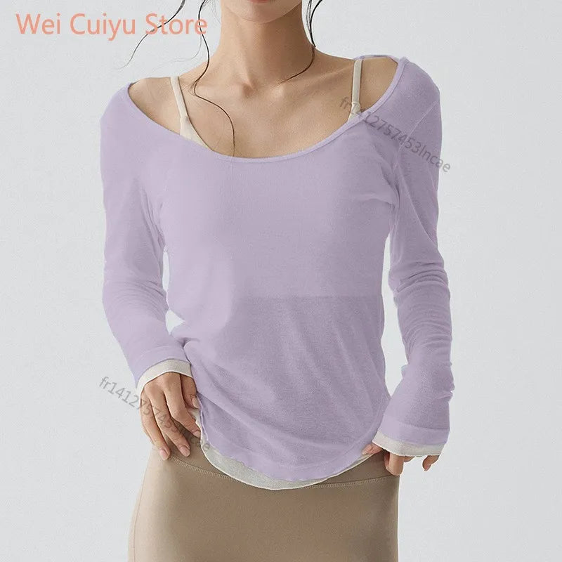 Quick Dry Long Sleeve Yoga Shirt Women Fitness Sports Top Running Gym Workout T-Shirt Female Athletic Active Wear
