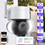 5MP Security Camera Outdoor Wireless 2.4G WIFI PTZ Auto Tracking Cameras Floodlight Color Night Vision IP66 Waterproof Two Way Audio Surveillance Cam