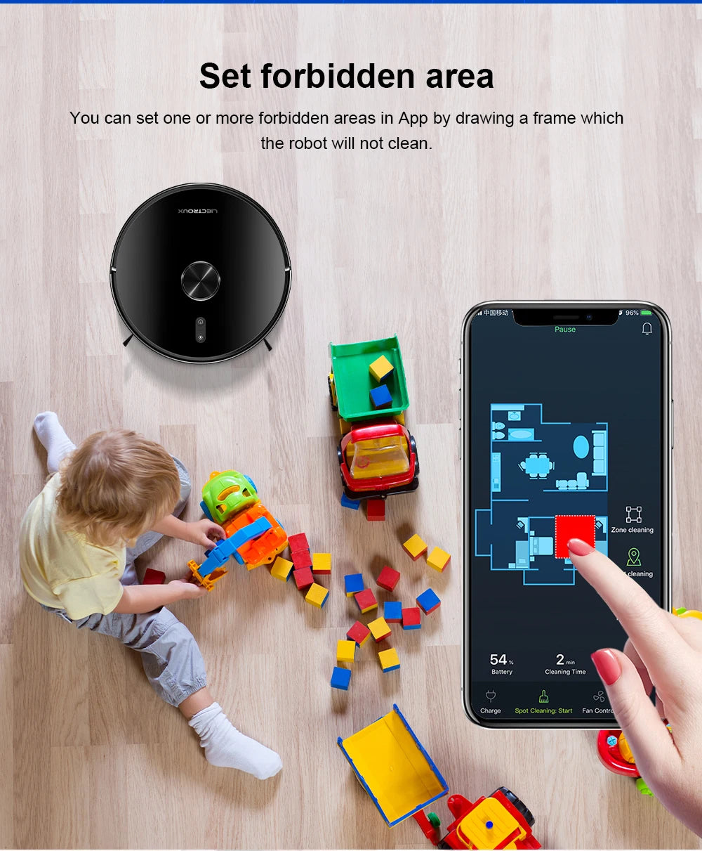 Liectroux / LILIN X6 Robot Vacuum Cleaner,Laser System,Wet Dry Mopping,6500Pa, Multi-Floor Map,Zone Cleaning,APP Restricted Area