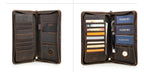 Family Passport Wallet with AirTag Slot for Travel Genuine Leather Credit Card Boarding Pass Holder Pen Cover Money Clutch Bag